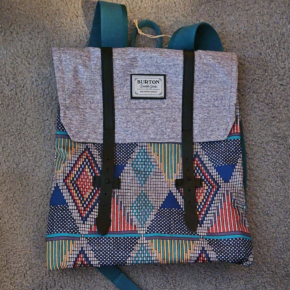 Burton Gray and Blue Geometric Backpack